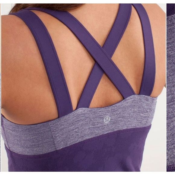 Lululemon Chaturanga Luxtreme Double Strap Tank Bra Top in Concord Grape, size 6 - Picture 3 of 15